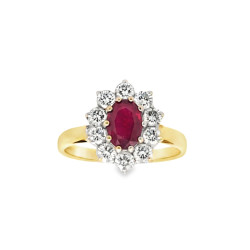 Pre Owned 18ct Ruby and Diamond Cluster Ring ZU902